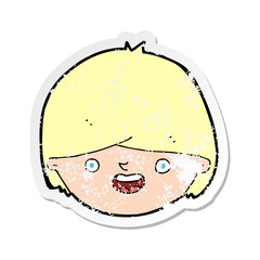 retro distressed sticker of a cartoon happy face