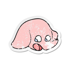 distressed sticker of a shocked cartoon elephant face