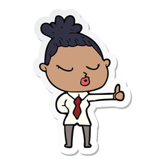 sticker of a cartoon calm woman