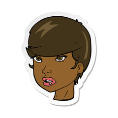 sticker of a cartoon pretty female face