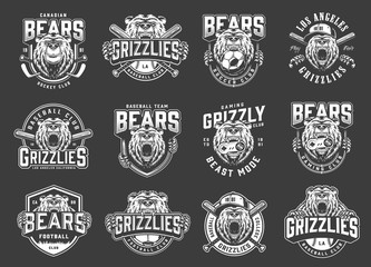 Angry bear sport clubs mascot logos