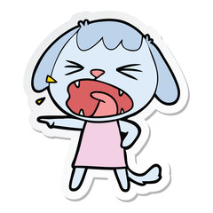 sticker of a cute cartoon dog barking