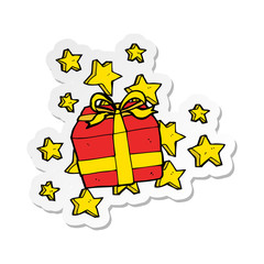 sticker of a cartoon christmas presents