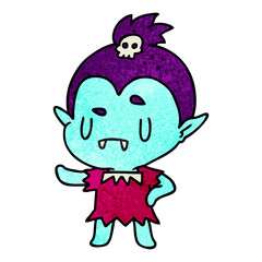 textured cartoon kawaii of cute vampire girl