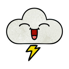 retro grunge texture cartoon thunder cloud