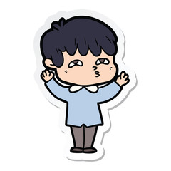 sticker of a cartoon curious man