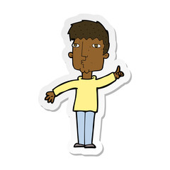 sticker of a cartoon man raising point