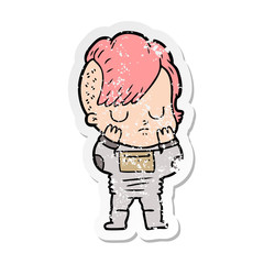 distressed sticker of a cartoon woman