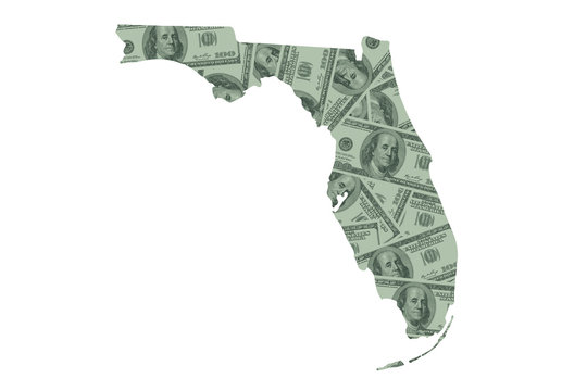 Florida State Map and Money, Hundred Dollar Bills