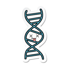 sticker of a cute cartoon DNA strand