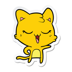 sticker of a happy cartoon cat