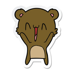 sticker of a happy bear cartoon