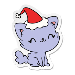 christmas sticker cartoon of kawaii cat