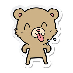 sticker of a rude cartoon bear