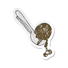 retro distressed sticker of a cartoon scoop of ice cream