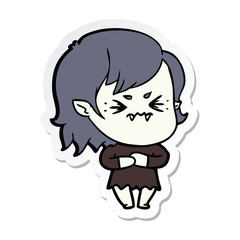 sticker of a annoyed cartoon vampire girl