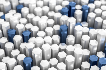 3d rendering, white hexagon pillar