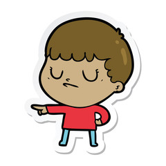 sticker of a cartoon grumpy boy