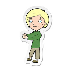sticker of a cartoon happy boy