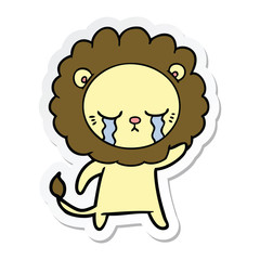 sticker of a crying cartoon lion