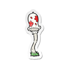retro distressed sticker of a cartoon mushroom