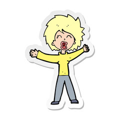 sticker of a cartoon woman shouting