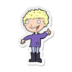 sticker of a cartoon excited boy