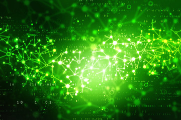 Abstract futuristic - Molecules technology with polygonal shapes on dark blue background. Illustration digital technology concept. Networking concept