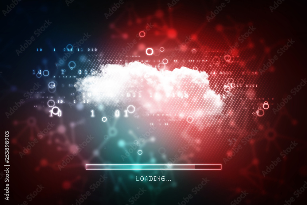 Poster cloud network in abstract technology background. cloud networking concept