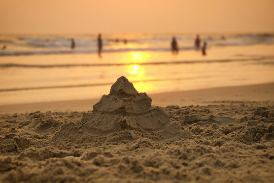 sandcastles on the beach