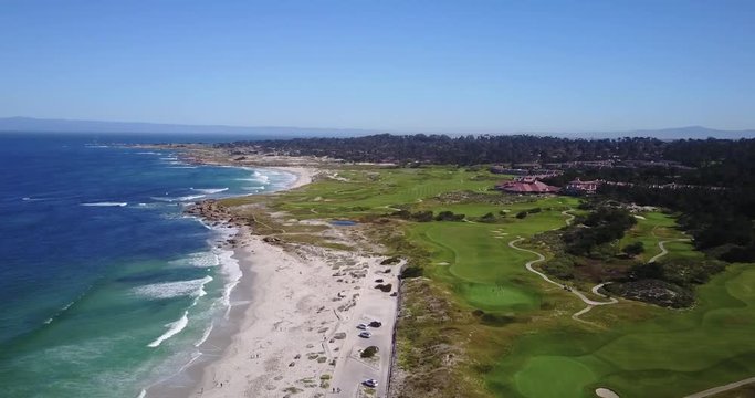 Aerial Footage of Spanish bay in California USA