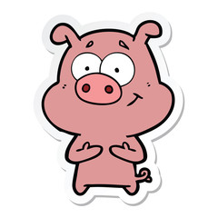 sticker of a happy cartoon pig