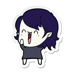 sticker of a cute cartoon happy vampire girl
