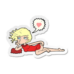 sticker of a cartoon woman in night wear