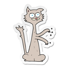 sticker of a cartoon cat scratching