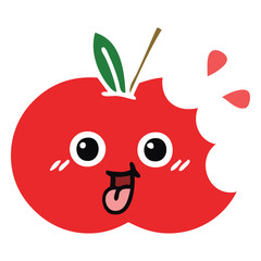 flat color retro cartoon red apple