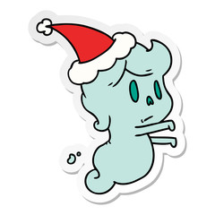 christmas sticker cartoon of kawaii ghost