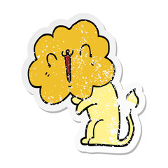 distressed sticker of a cute cartoon lion