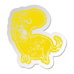 distressed old sticker kawaii of a cute horse