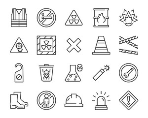 set of warning icons, such as poison, danger, protect, secure