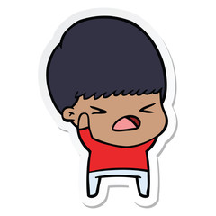 Obraz premium sticker of a cartoon stressed man