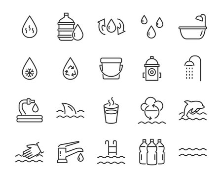 set of water icons, such as filter, liquid, aqua