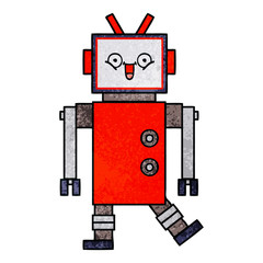 retro grunge texture cartoon robot