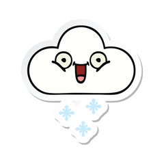 sticker of a cute cartoon snow cloud