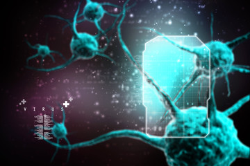 3d illustration of virus cell. Concept of microbiology background.