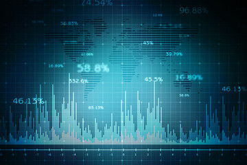Stock Market Chart with graph and rows of currency, stock exchange and finance concept