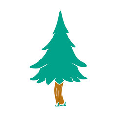 cartoon doodle of woodland pine trees