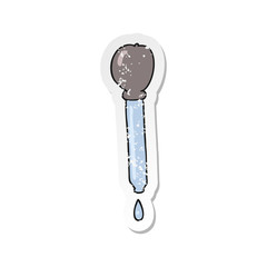 retro distressed sticker of a cartoon pipette dripping