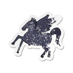 retro distressed sticker of a cartoon magic flying horse