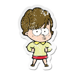 distressed sticker of a cartoon woman